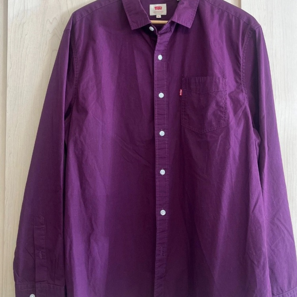 Levi's Men's Purple One Pocket XL Slim Fit Button Down Shirt